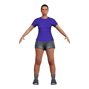 adult white woman rigged 3D model