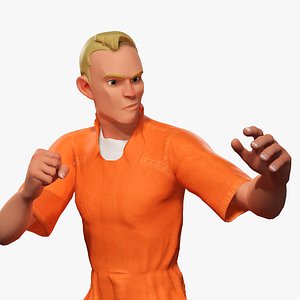 Cartoon Prisoner in Orange Jumpsuit