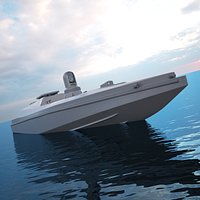 Maritime Unmanned Combat Vessel on Water