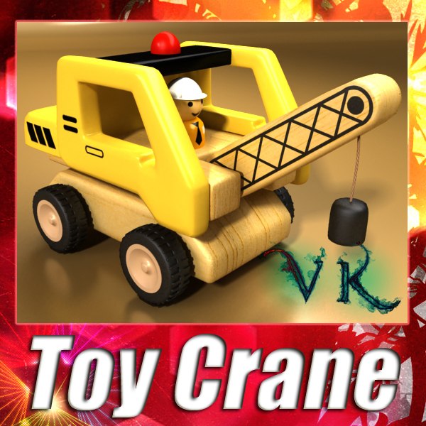 wooden toy crane 3d model