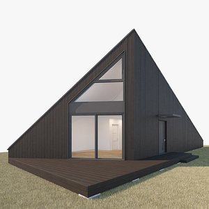 Small Wooden Summer House with Construction and Interior 3D