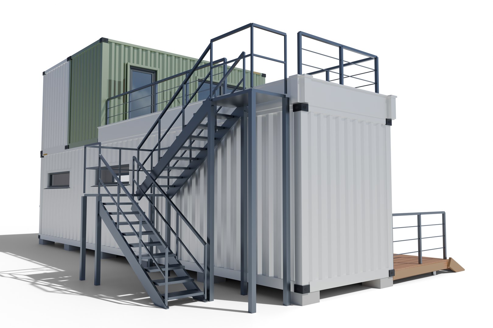 Two-Story Shipping Container Home Prefab Modular Building 3D Model ...