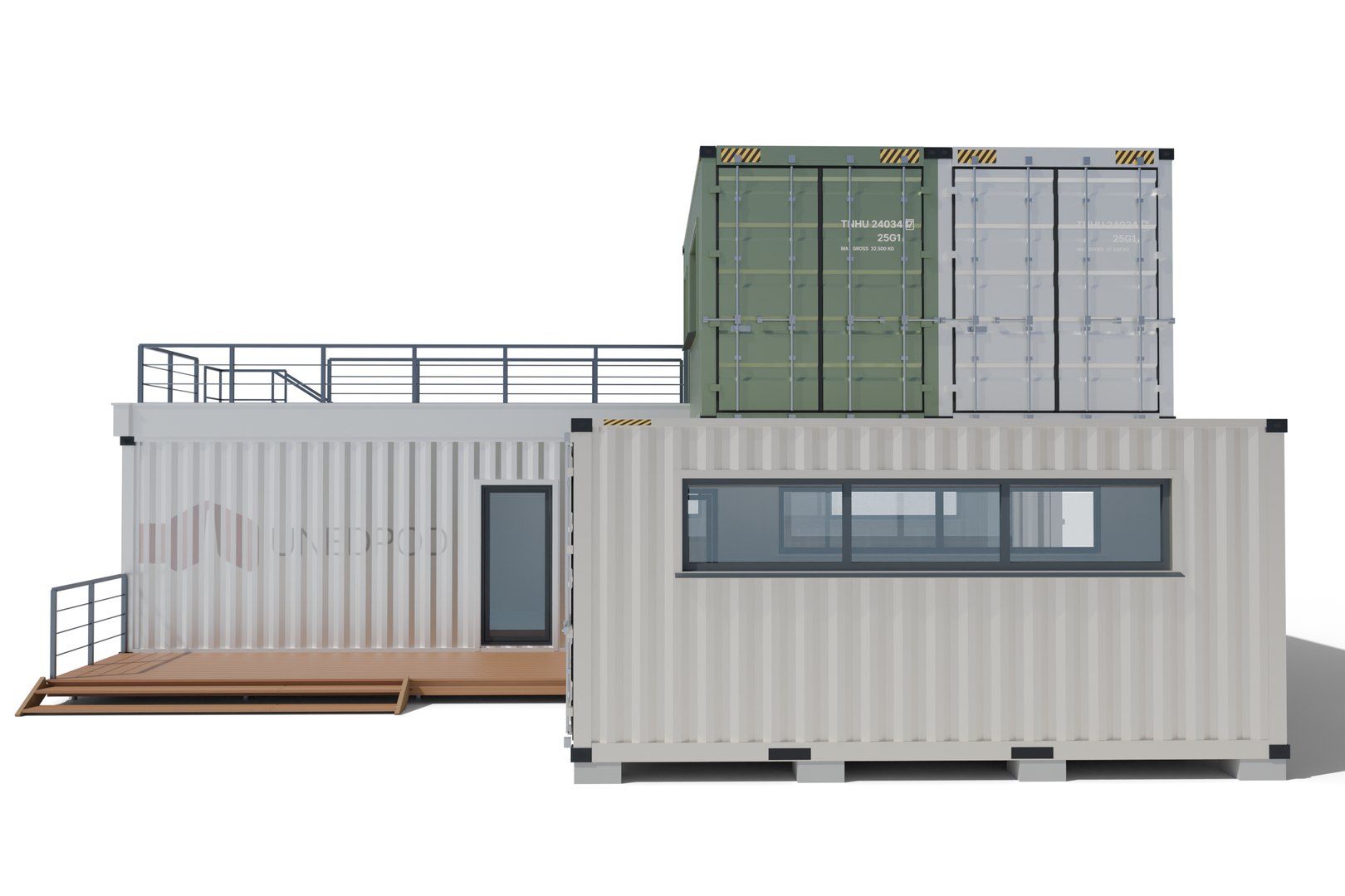 Two-Story Shipping Container Home Prefab Modular Building 3D Model ...