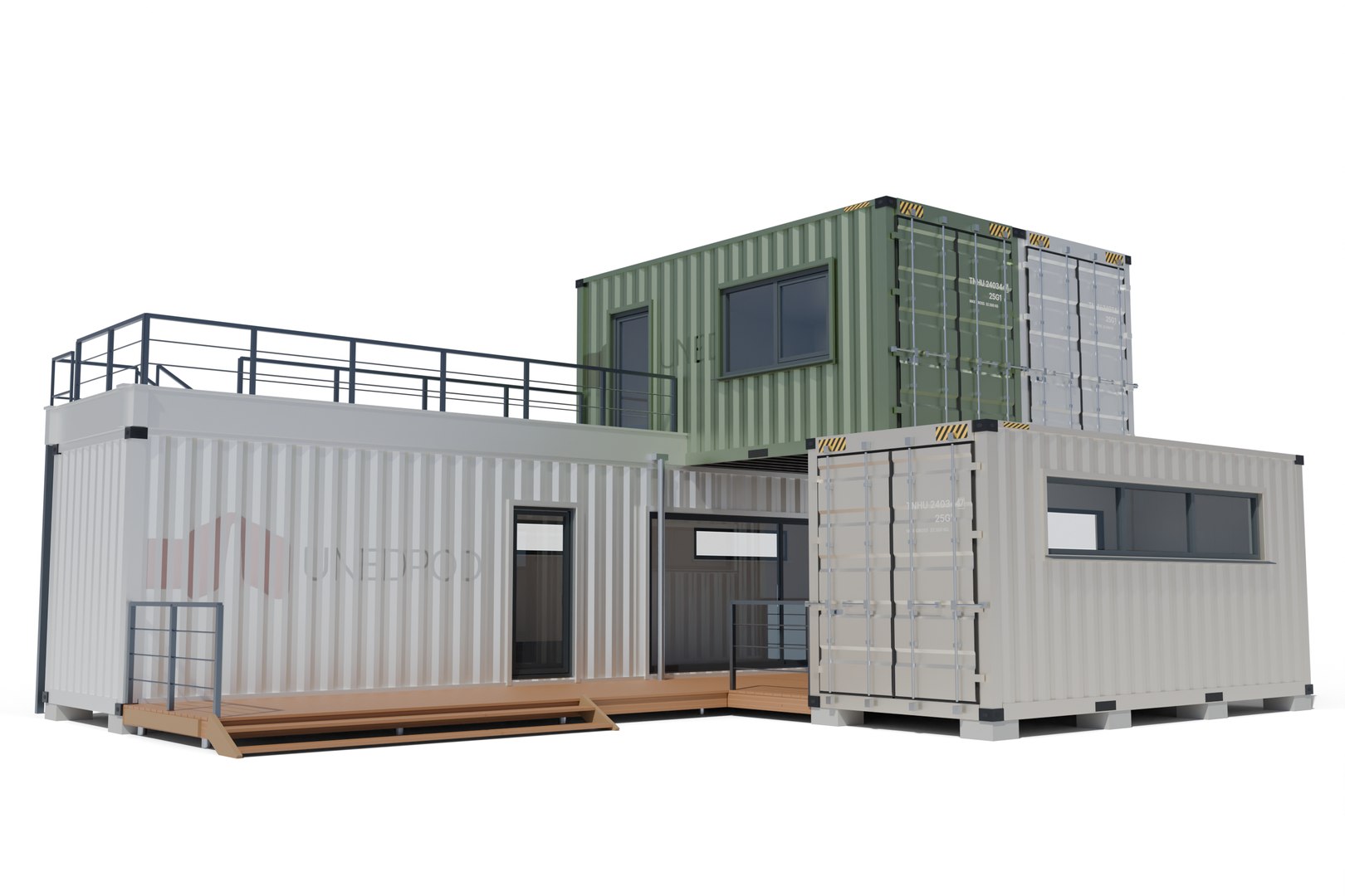 Two-Story Shipping Container Home Prefab Modular Building 3D Model ...
