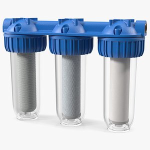 Triple Stage Water Filter Housing with Filters model