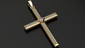 cross pendant diamonds 3D