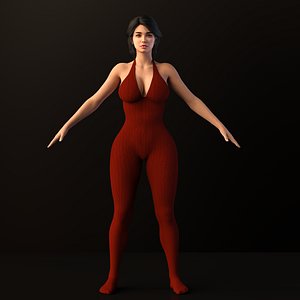 Female Model Low Poly and Rigged 3D model