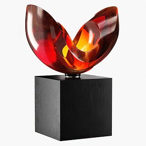 Orange Bohemian crystal sculpture by Vlastimil Beranek