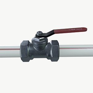 3D Red grip pipe valve