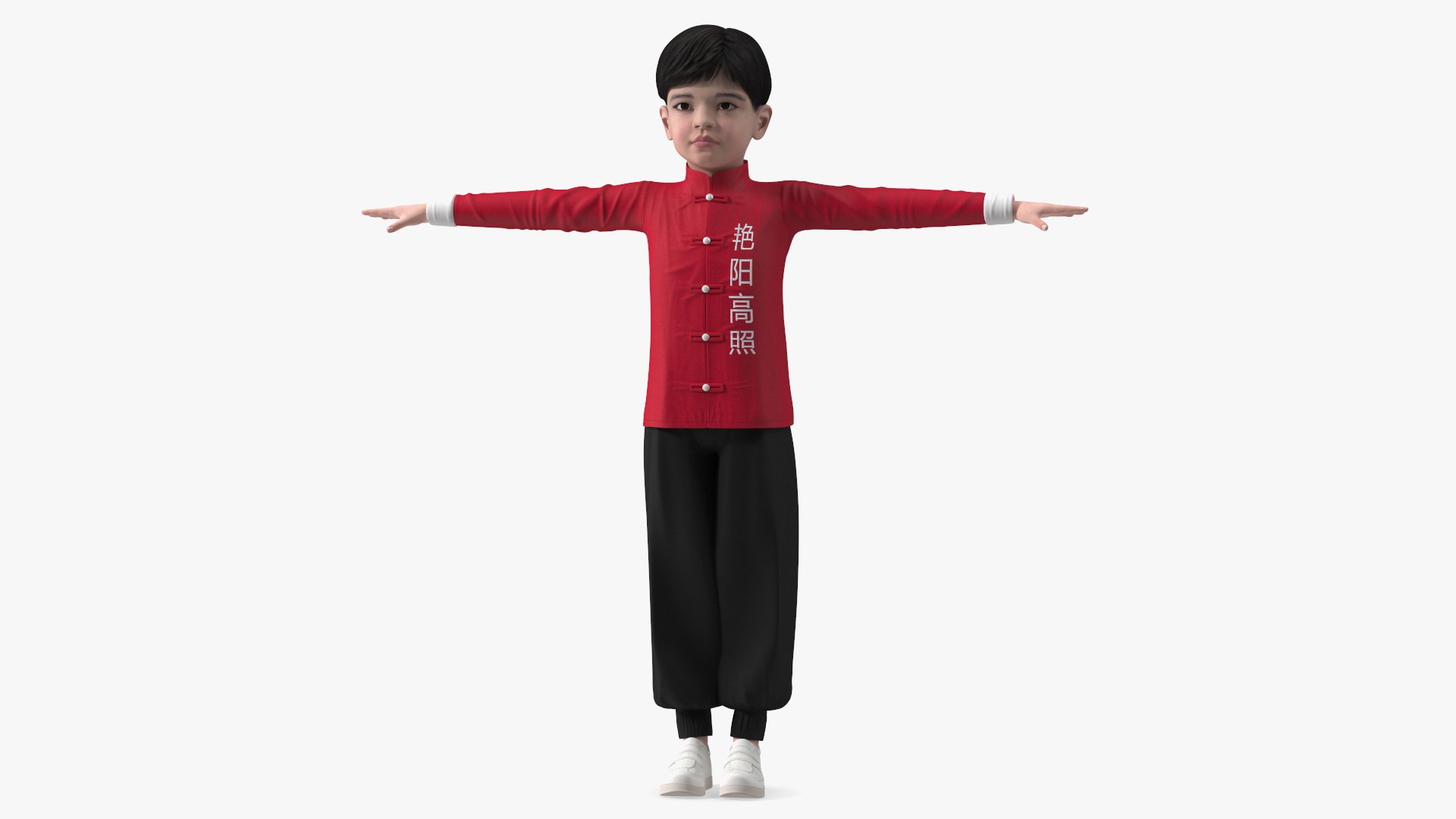 Asian Boy Traditional Costume Rigged 3D model preview