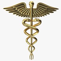 Golden Caduceus Symbol