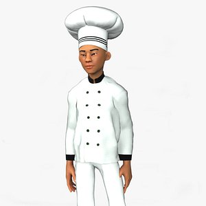 Cartoon 3D Rigged Food Maker Man Character Model
