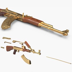 Assembling an AK 47 Gold Rigged Animated for Cinema 4D
