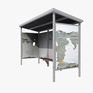 3D shabby bus shelter model