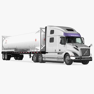Volvo Truck with Gas Tank Trailer 3D model