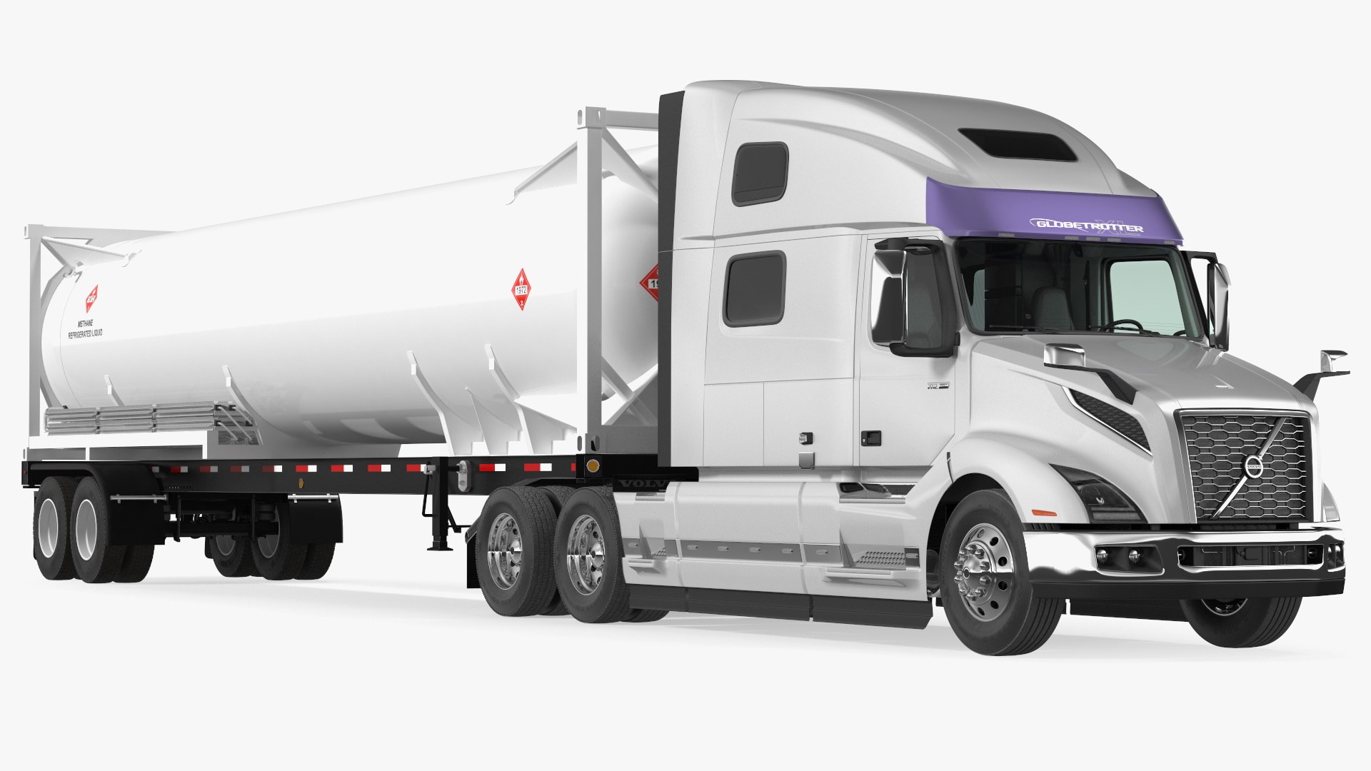 Volvo Truck with Gas Tank Trailer 3D model preview