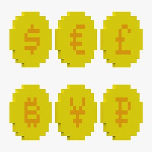 Voxel Coin Pack 3D model