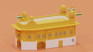 Cartoon Golden Temple India 3D model