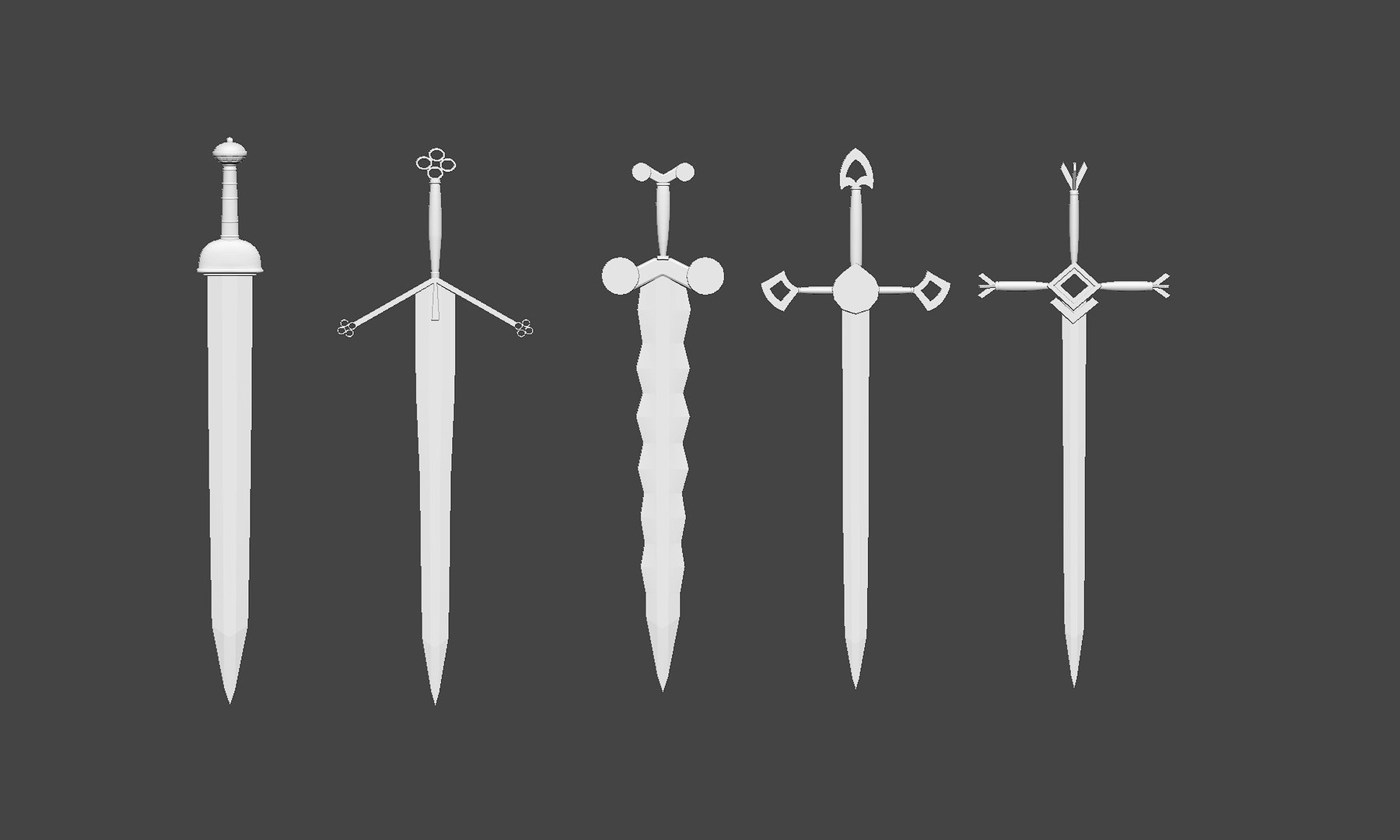 3D 30 Low-poly Medieval Fantasy Sword Melee Weapon Base Mesh Shapes IMM ...