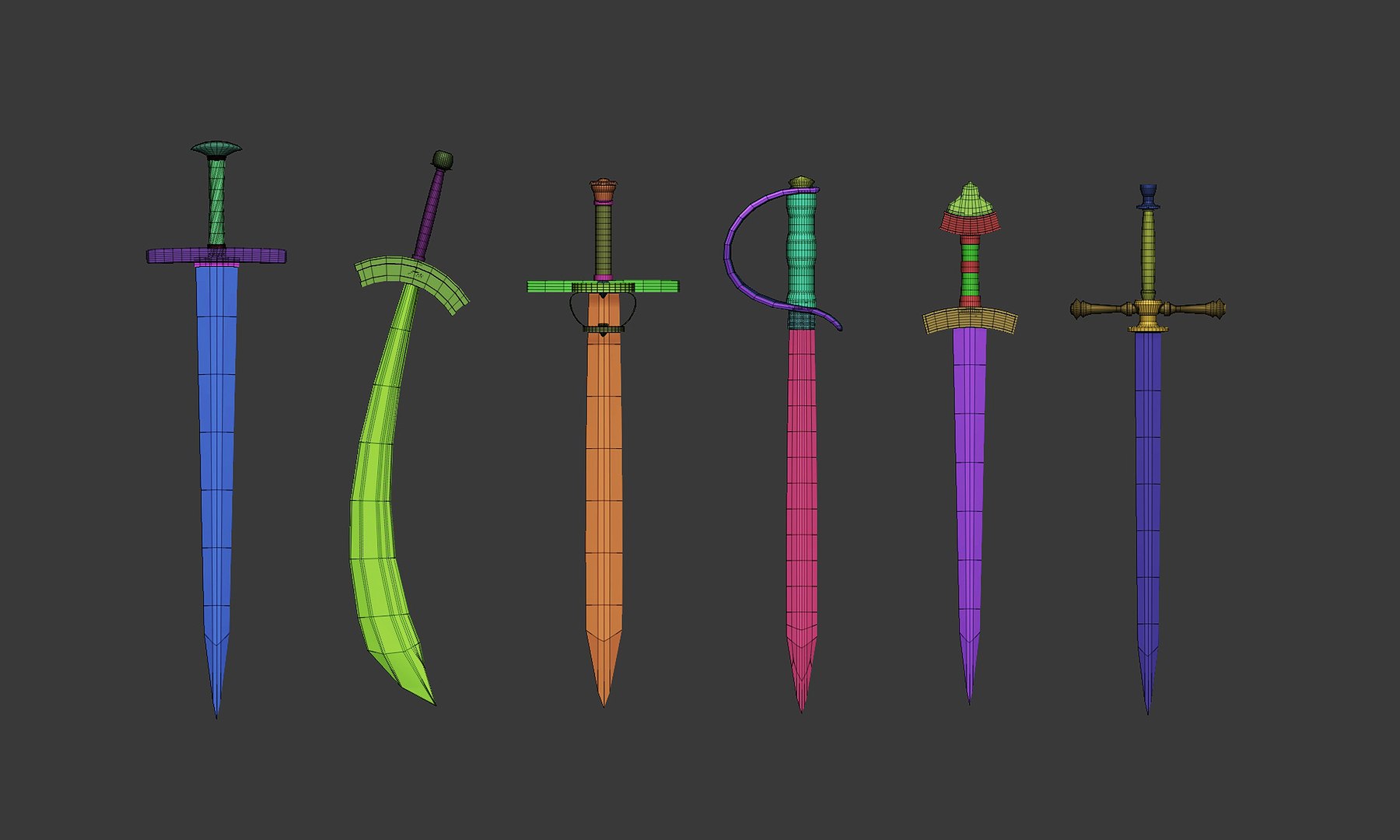 3D 30 Low-poly Medieval Fantasy Sword Melee Weapon Base Mesh Shapes IMM ...