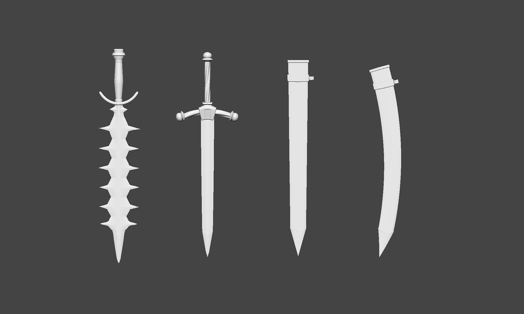 3D 30 Low-poly Medieval Fantasy Sword Melee Weapon Base Mesh Shapes IMM ...