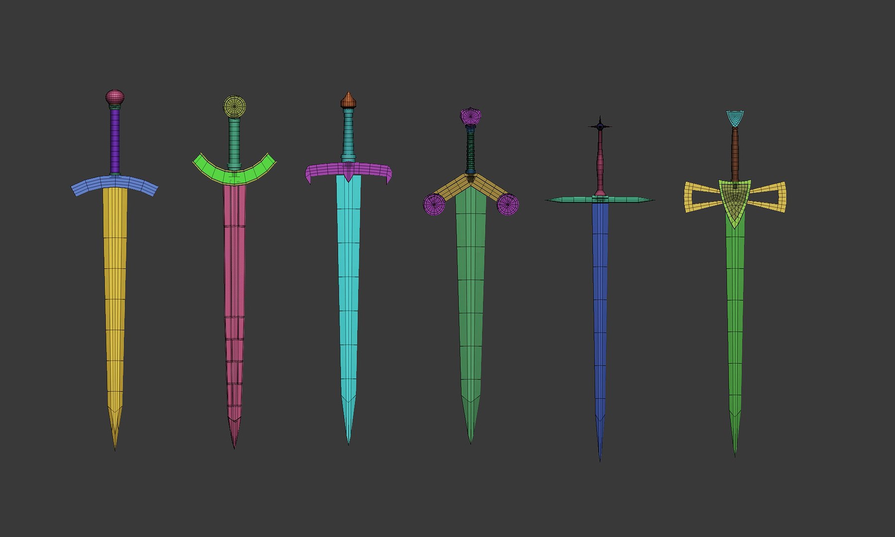 3D 30 Low-poly Medieval Fantasy Sword Melee Weapon Base Mesh Shapes IMM ...