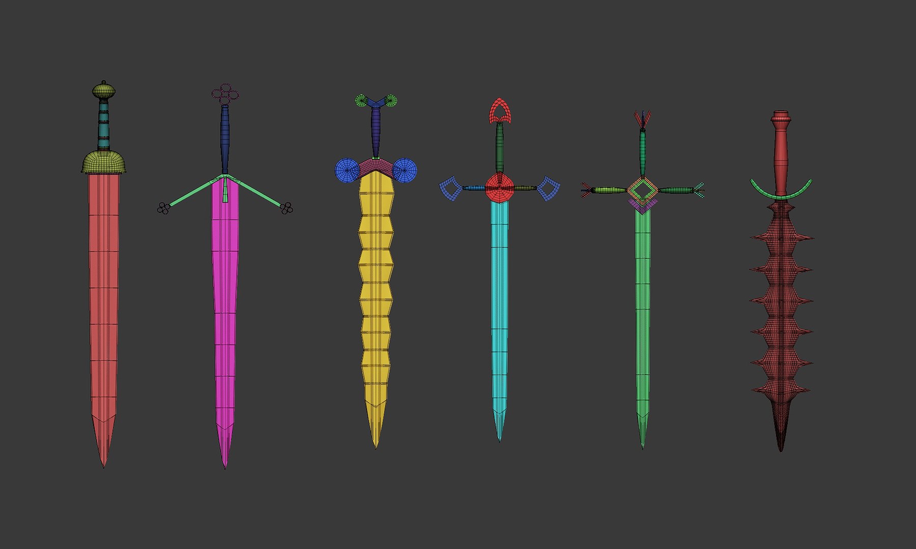 3D 30 Low-poly Medieval Fantasy Sword Melee Weapon Base Mesh Shapes IMM ...