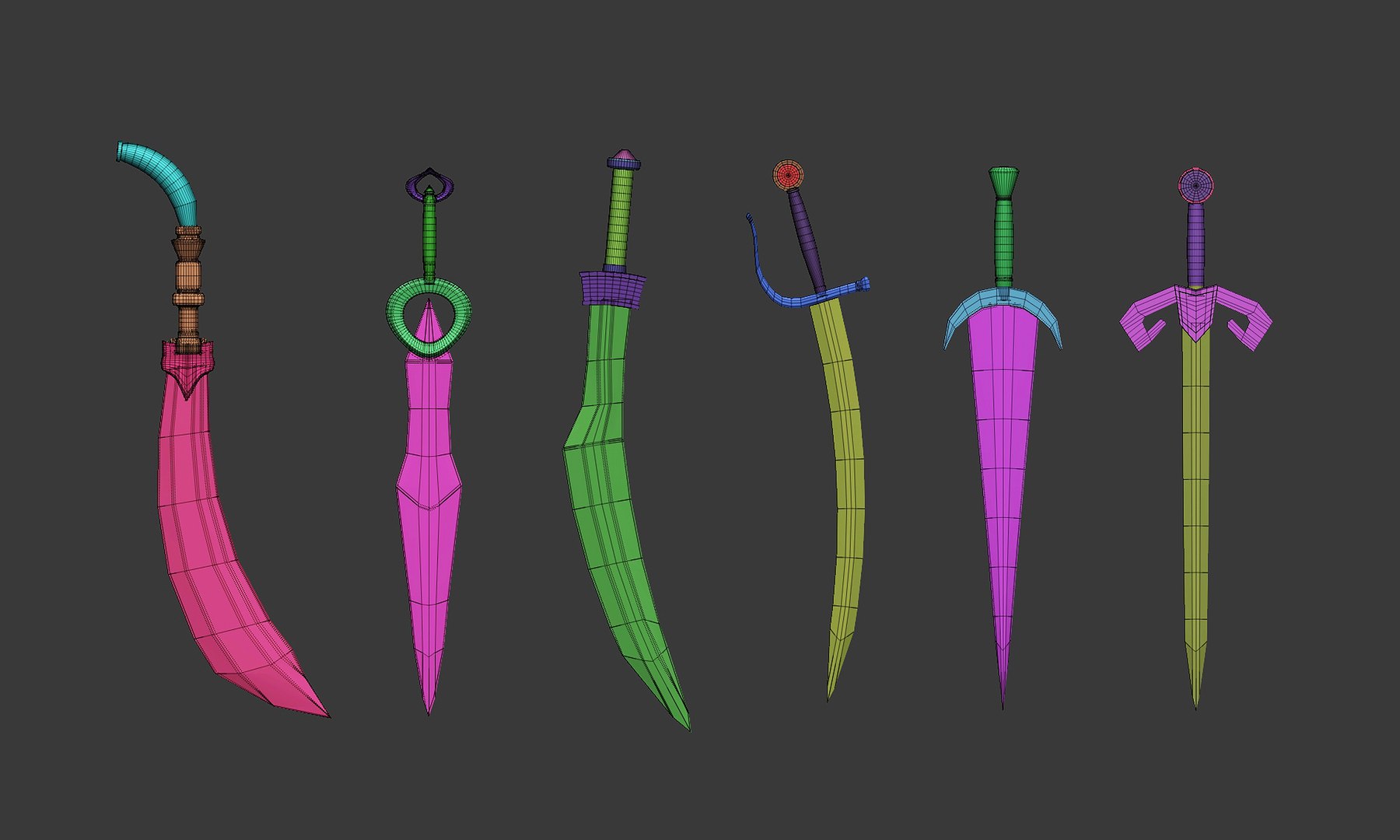 3D 30 Low-poly Medieval Fantasy Sword Melee Weapon Base Mesh Shapes IMM ...