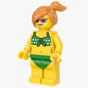 3D Lego Minifig Female Beach