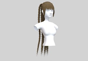 3D Pigtail Braids Hairstyle model