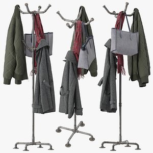 3D Industrial Coat Racks model