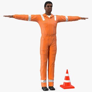 Light Skin Black Road Worker Rigged for Cinema 4D