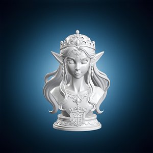 3D Princess Zelda Bust 3D Print Model Fan Art
