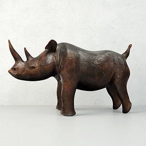 carved wood rhino 3D model