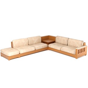 SOFA L SEAT LOW-POLY AND PBR 3D MODEL