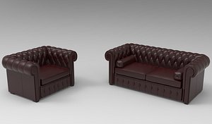 3D Chesterfield Leather Sofas model