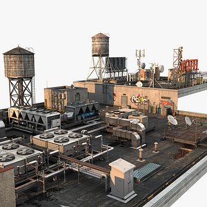 3D model scene rooftop