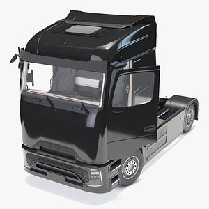 3D model Long Haul Tractor Cab Unit Black Rigged