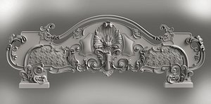3D Baroque headboard for engraving on a CNC machine model