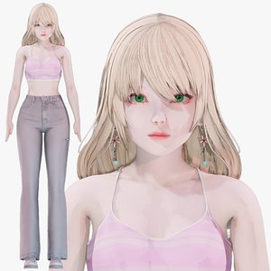 Casual Clothing 0011 - UE5 - Unity - Blender - Animated - Realistic Female Character