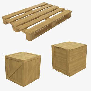 Wooden Pallet and Crate 3D model