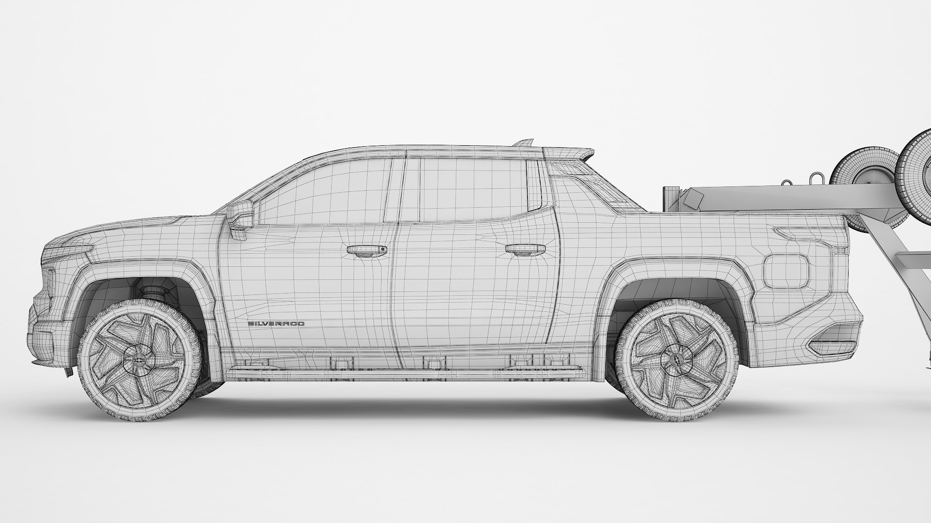 Chevrolet Silverado EV Work Truck 2024 with Yacht Trailer 01 3D model
