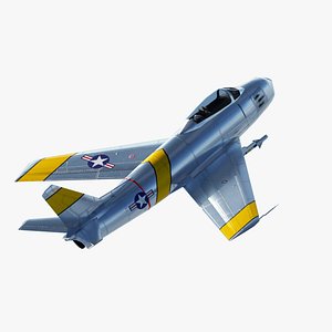 North American F-86F Sabre USAF Low-poly