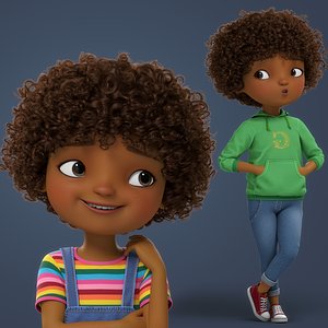 Cartoon Black Girl Rigged