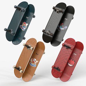 3D Four Realistic Skateboards