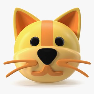3D Cat Face Emoji model
