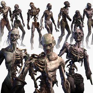 3D Zombies Savaged Horde - Low Poly - PBR - Extreme Decay