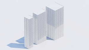 3D 3types Simple building XL size