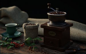 3D Old Coffee Grinder 3d Scene model