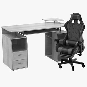 Computer Desk With Chair 3D